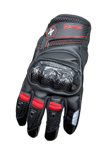 Xspeed Valka Carbon Korumalı Yazlık Motorsiklet Eldiveni Kırmızı