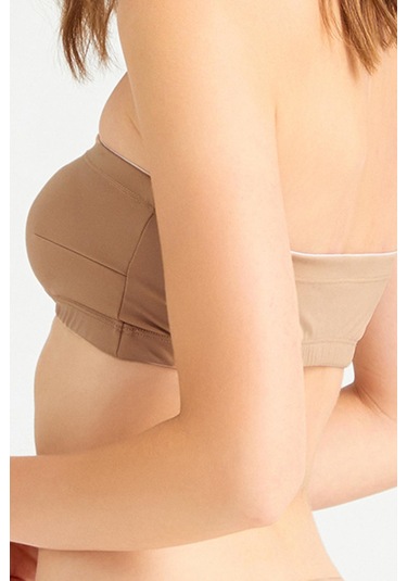 Straplez Crop Top Büstiyer Bronz Bakır