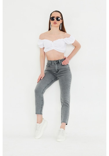 Kutaf Antrasit Slim Fit Mom Jean Antrasit