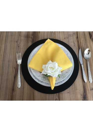 Sarı Kumaş Peçete 6 Adet 40x40 Cm Çok Renkli