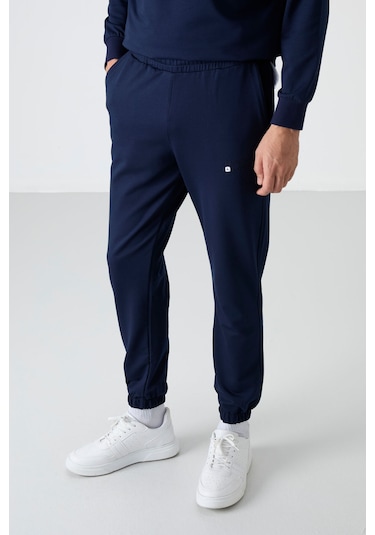 Tommy Life İndigo Casual O Yaka Lastik Paça Pamuklu Erkek Oversize Eşofman Takımı - 85120 İndigo