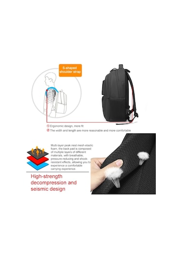 Cxs-615 Çok Fonksiyonlu Oxford Laptop Sırt Çantası Siyah
