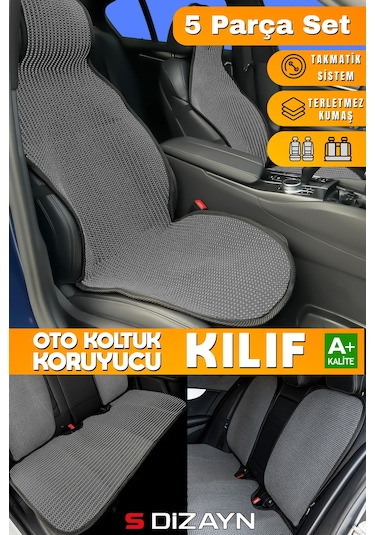 S-dizayn Oto Koltuk Koruyucu Kılıf Set Füme Universal 2+3 Parça Ön Arka
