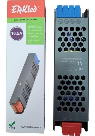 Erkled Ultra Slim 12v Ip20 200w 16,5 Amp Led Trafo Erk-4005