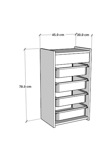 4 Sepetli Oyuncak Dolabı Çok Amaçlı Dolap Beyaz - Beyaz&Mavi Beyaz