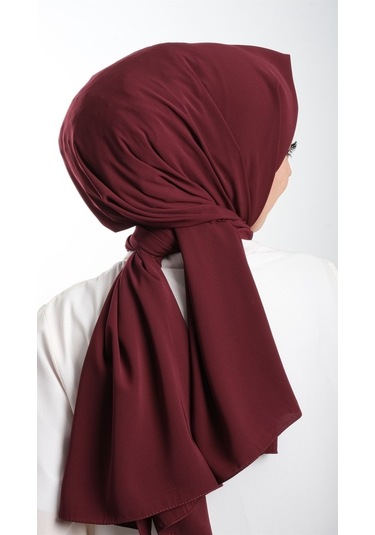 Bordo Düz Klasik Şal Medine Ipeği Sade 202103_16 Bordo