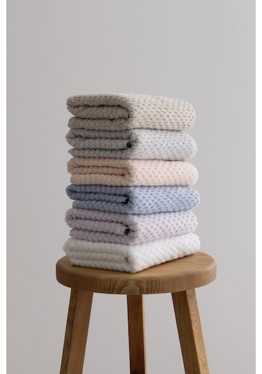 Ivory Mavi Kabartma Dokulu Mikro Fiber %100 Pamuk 2li El Yüz Havl Mavi