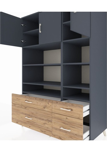 Kronos Dolap 10 Raflı 4 Çekmeceli 3 Kapaklı 132x59x195 Antrasit-antrasit/çam Antrasıt/atlas Çam Kronos Dolap 10 Raflı 4 Çekmeceli 3 Kapaklı 132x59x195 Antrasit-antrasit/çam Antrasıt/atlas Çam