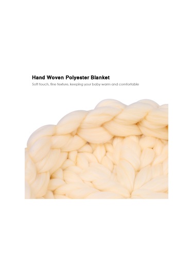 Moveevo Yenidoğan Fotoğraf Paspası Yumuşak Ve Rahat El Dokuması Battaniye 40 5cm Süt Beyazı Beyaz