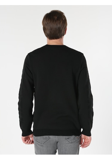 Colin's Regular Fit Bisiklet Yaka Yazı Baskılı Siyah Erkek Kazak CL1062328_Q1.V1_BLK