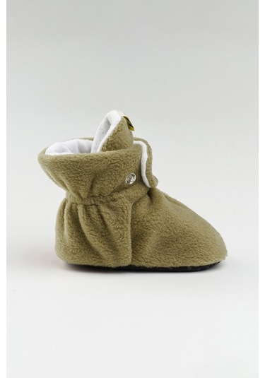 Organik Pamuk Astarlı, Bebek İlk Adım Ayakkabısı, Kaydırmaz Taban, Bebek Pandufu, Bebek Patik Haki Haki