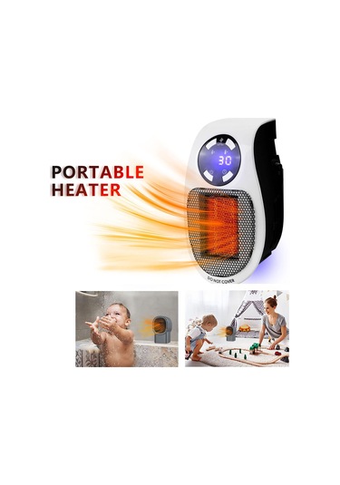 Aubyhe Mini Elektrikli Isıtıcı 500w - Otomatik Kapatma, 1-12 Saat Zamanlayıcı, 2 Hız Seçeneği, Led Ekranlı, Uzaktan Kumandalı Avrupa Standartı - Beyaz