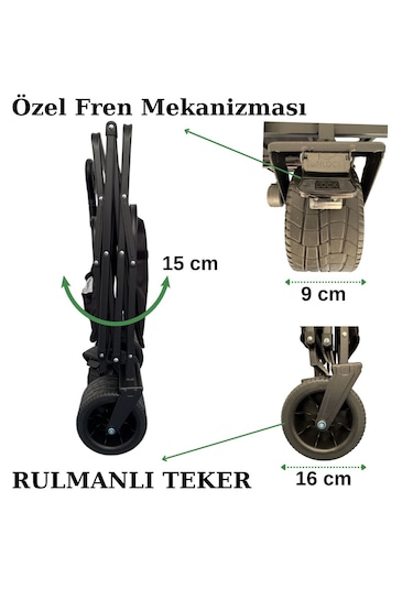 Windcamp Katlanır Kamp Arabası - Frenli - Xxl Siyah