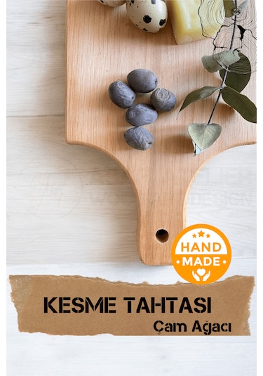 El Yapımı Çam Ağacı Ahşap Kesme Tahtası 32 X 16 Cm