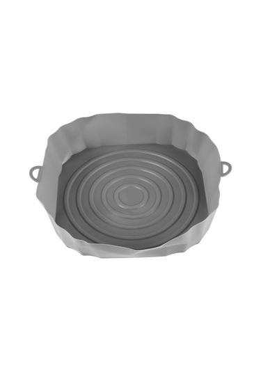 Xurunkeji 20cm Hava Fritözleri Fırın Pişirme Tepsisi Kızarmış Tavuk Sepet Matı Hava Fritöz Silikon Tencere Yuvarlak Yedek Izgara Tavası Gri Gri