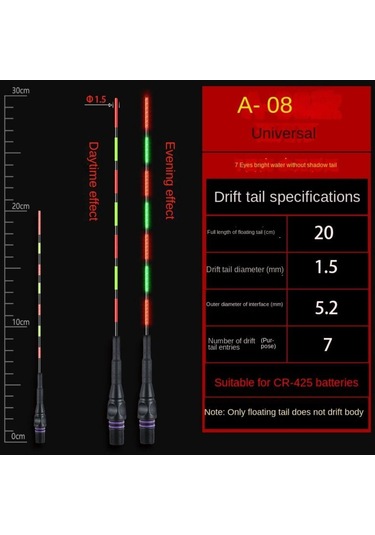 1 Adet Süper Parlak Led Balıkçılık Akıllı Şamandıra Üst Aydınlık Gece Balıkçılık Şamandıra Üst Cr425 Pil A08-no Color Change