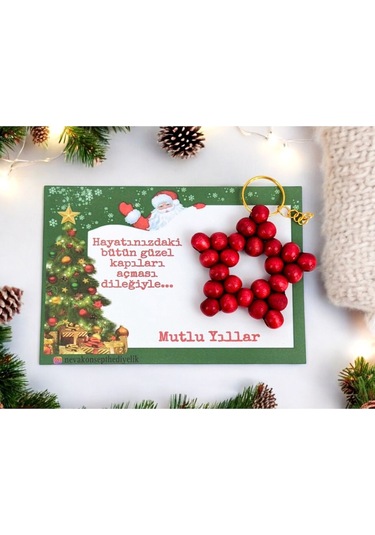Yılbaşı Hediyesi Kırmızı Anahtarlık Yeni Yıl Hediyesi 10 Adet