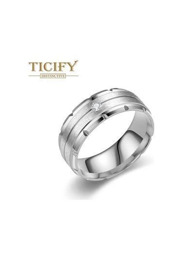 Gümüş Moda Çok Yönlü Titanyum Çelik Erkek Yüzük Işık Lüks Mizaç Çift Zirkon Yüzükler 13 Gümüş