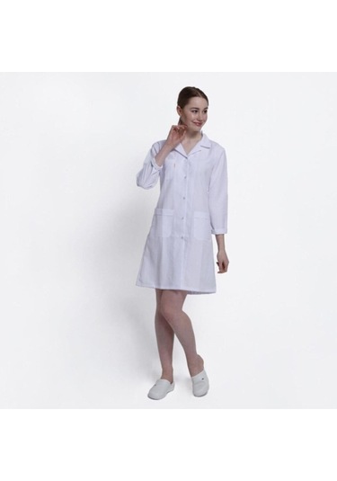 Onurteks Kadın Klasik Beyaz Doktor Önlük Hemşire Eczacı Öğretmen Laboratuvar Alpaka Kumaş