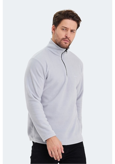 Slazenger Sanne In Erkek Dik Yaka Fermuarlı Gri Polar Gri