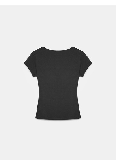 Dilvin 32840 V Yaka Basic T-shirt-siyah