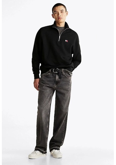 Tommy Hilfiger Erkek Siyah Tjm Rlx Fermuarlı Sweatshırt Siyah
