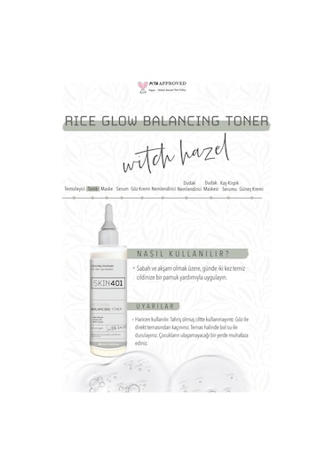 Skin401 Pirinç Özlü Aydınlatıcı Dengeleyici Tonik 200ml