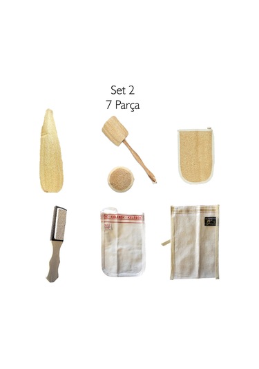 Banyo Kese Seti 7 Parça No2 Tellak Kese Kabak Lifi Kesesi