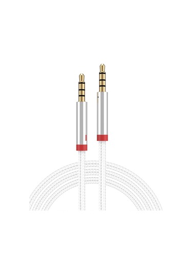 Ekılıf - Aux Audio Kablo 3.5mm 3m Au-708 Örgü Tasarımlı Aux Audio Kablo 3.5mm 3m - Beyaz - T37801 Beyaz