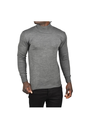 Deepsea Erkek Antrasit Yarım Balıkçı Yaka Tüylenmeyen İnce Triko Kazak 2505502 Antrasit