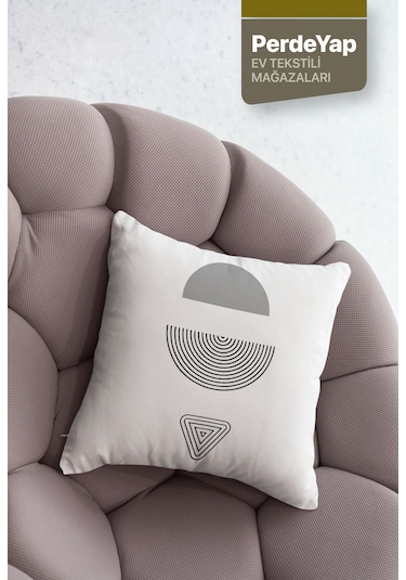 Geometrik Nesneler Desenli 4lü Dijital Kırlent Yastık Kılıfı