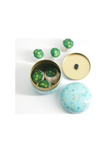 Sones Hoomın Çay Kutusu Çay Kavanozu Saklama Tutucu Çay Kutuları Matcha Kabı Mini Kahve Tozu Düzenleyici Kutular Çok İşlevli Yuvarlak Metal, Renk: Moshan Çiçeği