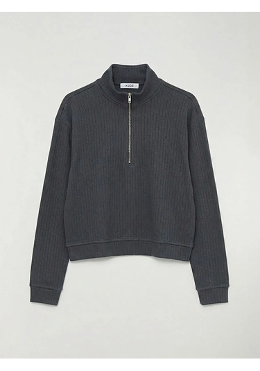 Lc Waikiki Antrasit Soft Touch Oversize Kadın Sweatshirt