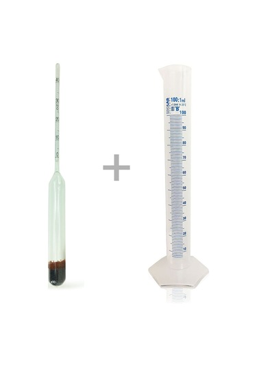 Aek-tech 0-40 Etil Alkol Alkolmetre Ve 100ml Plastik Mezür Seti