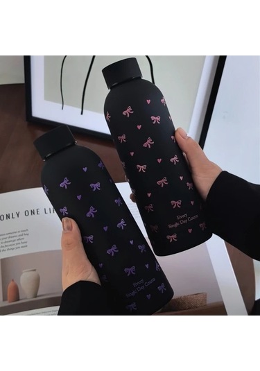 Trendooze Temiz Pembe Kurdeleli 17 Oz Paslanmaz Celik Termos Sıcak Soguk Içicekler Seyahat Spor Gaojunshop01 Desenli Paslanmaz Pembe