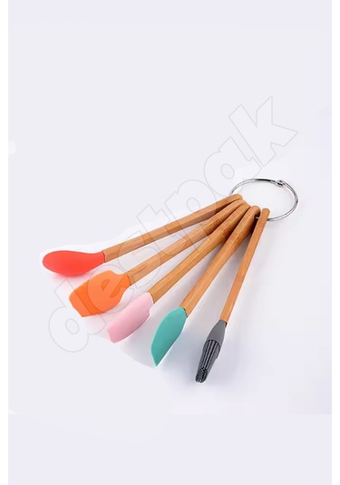 5'li Mini Bambu Spatula Seti - Yumurta Fırçalı - Mini Boy