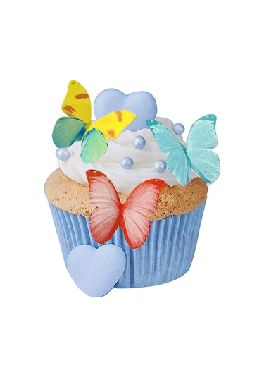 Kangvka 60 Adet Mor Renkli Sanayi Kek Dekorasyonu Fantezi Kelebekler, Hamur İşleme Ve Soğuk Servis Dekoru İçin Glutensiz Buğday Kağıdı Diğer