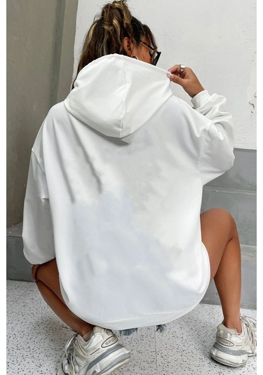 Atlanta Baskılı Sweatshirt Beyaz