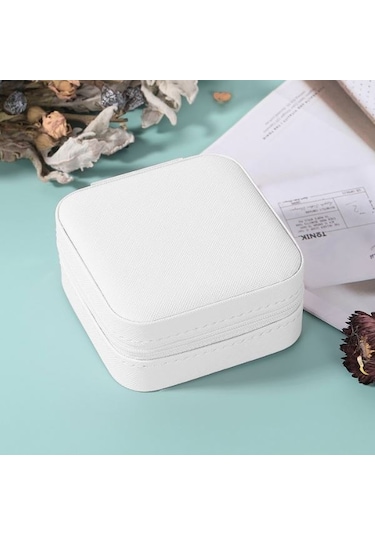 Chavin St1-64by Deri Seyahat Takı Kutusu Beyaz