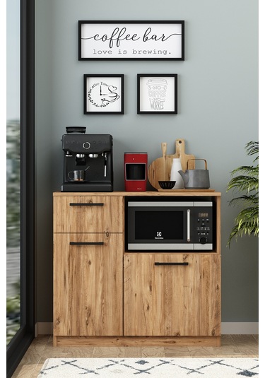 Elis Kahve Köşesi Raflı Çok Amaçlı Dolap Atlantik Çam Atlantik Çam