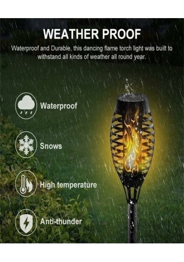 Ebitda 4 Adet Su Geçirmez Güneş Enerjili Alev Işıkları, 12 Led, Bahçe Dekorasyonu İçin Meşale Işıkları