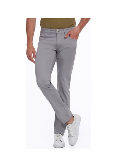 Hatemoğlu Gri Regular Fit Yüksek Bel Düz Paça Basic Kot Pantolon Gri