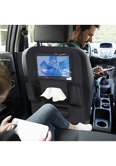 Glanz Araç Koltuk Arkası Organizer Siyah Oto Tablet Telefon Tutucu Araba İçi Düzenleyici