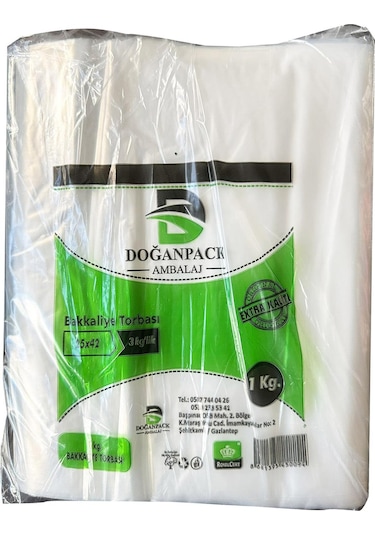Doğanpack Şeffaf Naylon Bakkaliye Poşeti Torbası 1 KG 25 x 42 CM