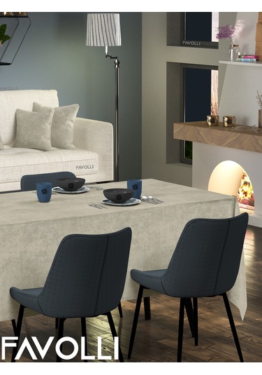 Kadife Dokulu Keten Renk Masa Örtüsü Kum Bejı