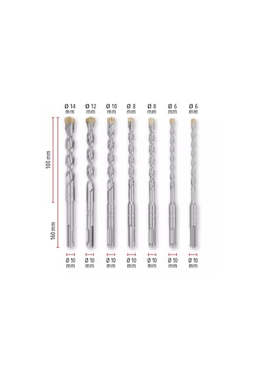 Einhell SDS PLUS uç seti 7 parça 6-14/Einhell SDS PLUS uç seti 7 parça 6-14/160 mm - 49265510160 mm - 49265510