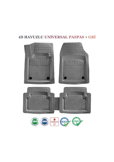 Fiat Palio Weekend 1997-2003 Uyumlu 4d Havuzlu Paspas Takımı Premium Gri