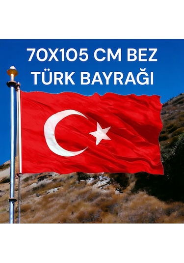 70x105 Cm Bez Türk Bayrağı Kaliteli Kumaş Malzeme