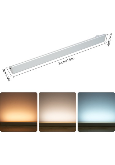 Ranyeek Alüminyum Koltuk Dolabı Lambası - 120 İnsan Ve Işık Sensörlü, 300lm, 2000mah Pil, Usb-c Şarj, 60 Led 2835, Sürekli Aydınlatma, Manyetik Montaj, Tekli Paket Beyaz