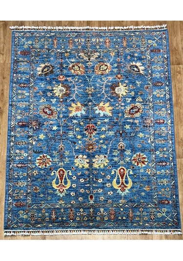 El Dokuma Afgan Halısı Lacivert